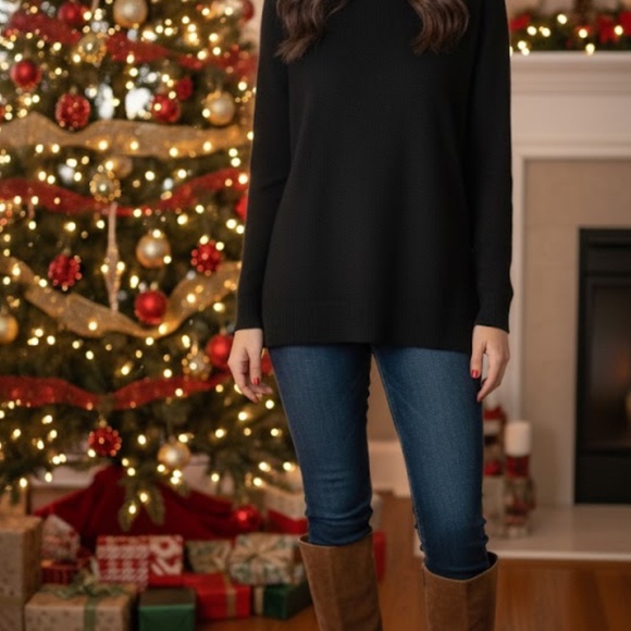 Cocobleu Sweater Women’s XL Plain Black Lightweight Thin Side Slit Sides NWT - Picture 8 of 8